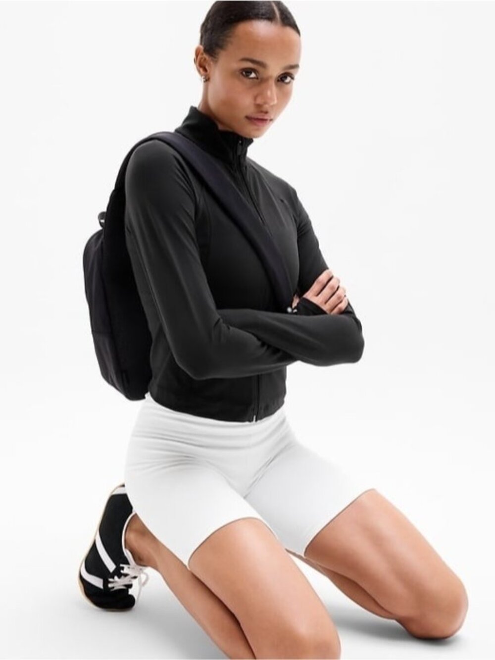 NWT Athleta Salutation Crop Jacket, black, sz S/T - Picture 2 of 7